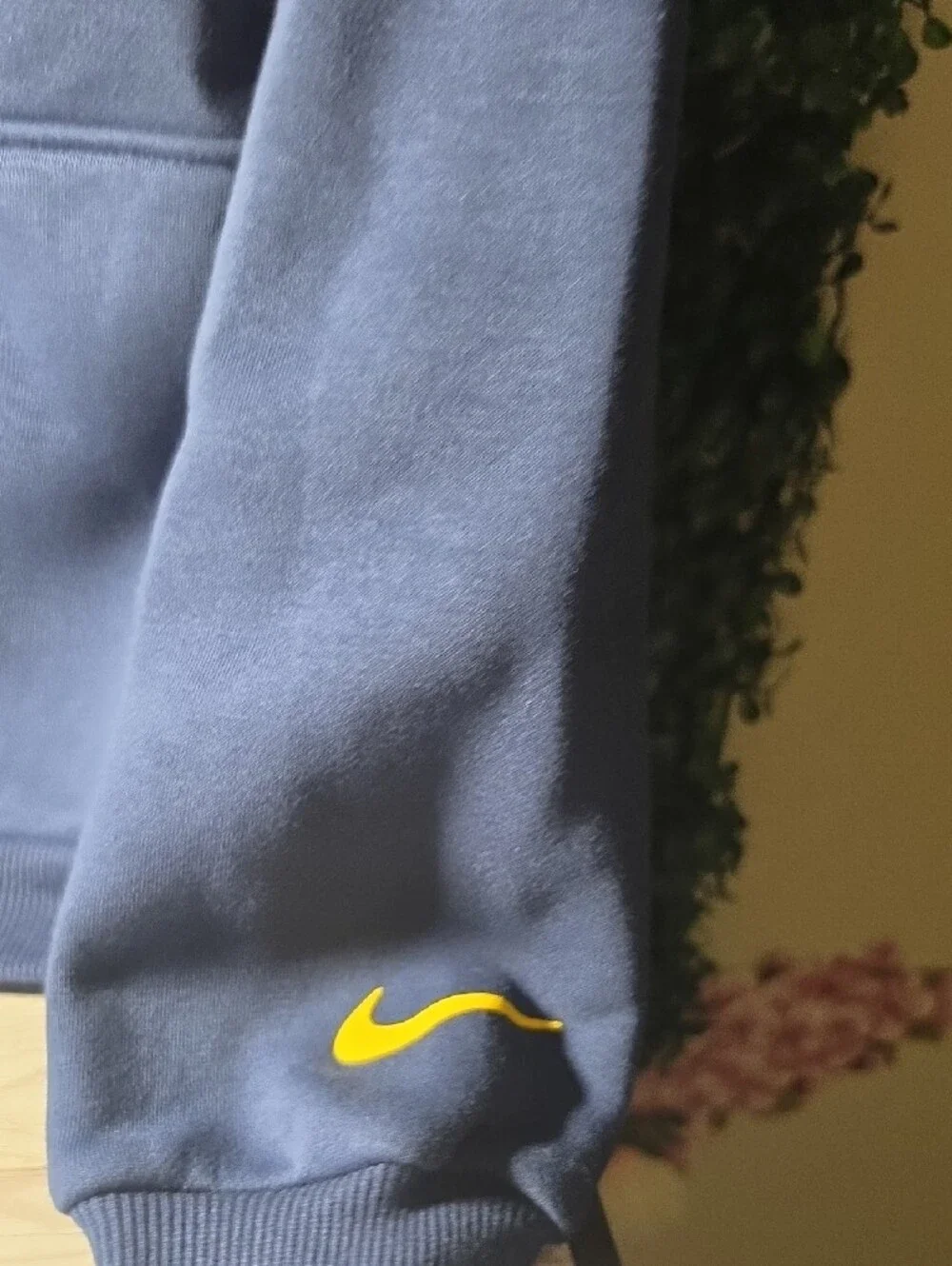 Kids Nike Navy Blue Crewneck Hoodie with Yellow Logo